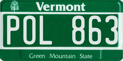 VT license plate POL863
