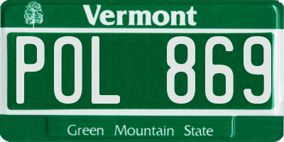 VT license plate POL869