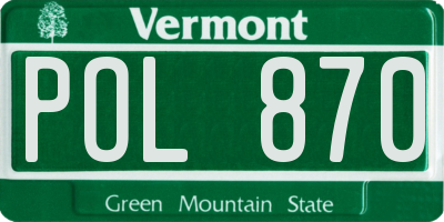 VT license plate POL870