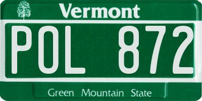 VT license plate POL872