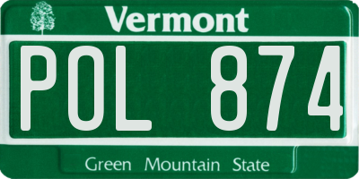 VT license plate POL874