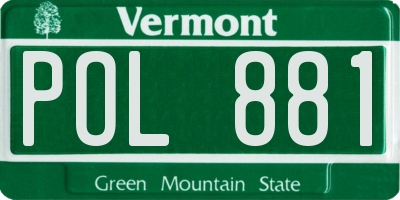 VT license plate POL881