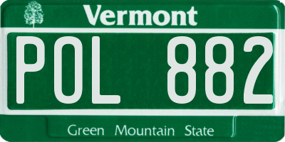 VT license plate POL882