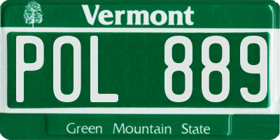 VT license plate POL889