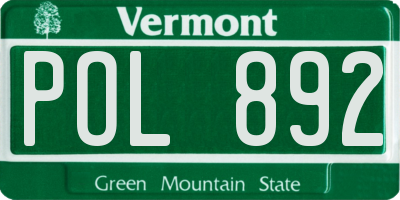 VT license plate POL892