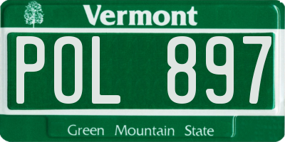 VT license plate POL897