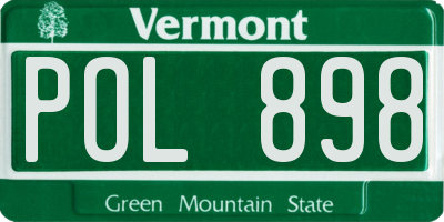 VT license plate POL898