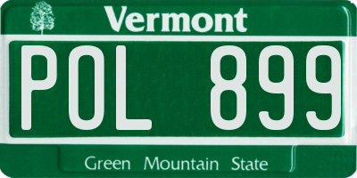 VT license plate POL899