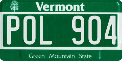 VT license plate POL904