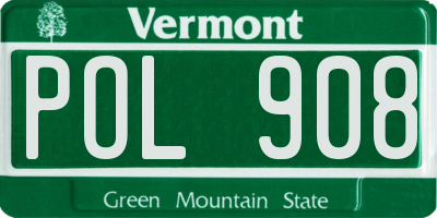 VT license plate POL908