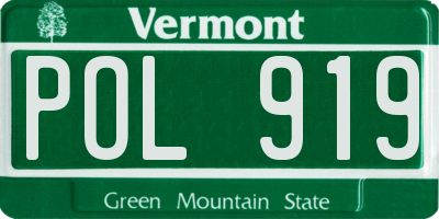 VT license plate POL919