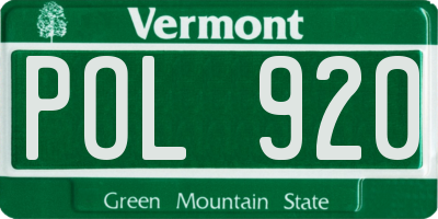 VT license plate POL920