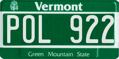 VT license plate POL922