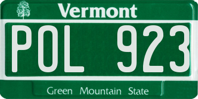 VT license plate POL923