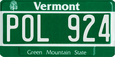 VT license plate POL924