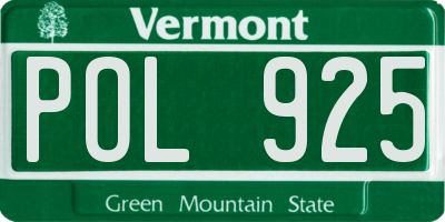 VT license plate POL925