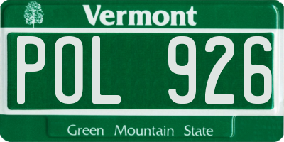 VT license plate POL926