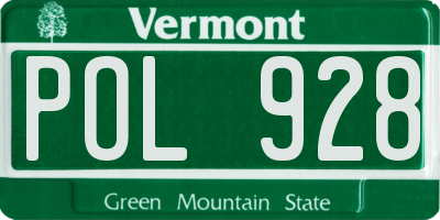 VT license plate POL928