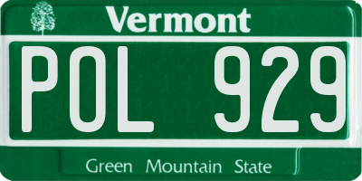 VT license plate POL929