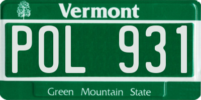 VT license plate POL931