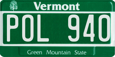 VT license plate POL940