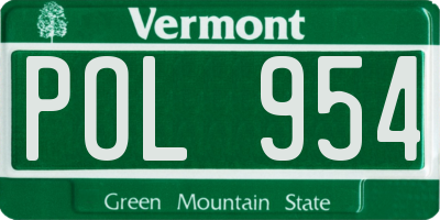 VT license plate POL954