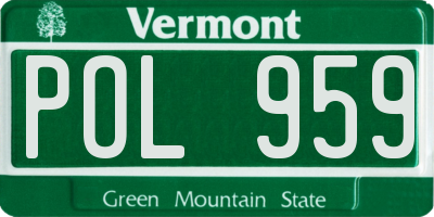 VT license plate POL959