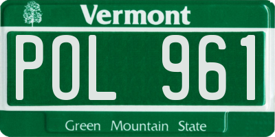 VT license plate POL961