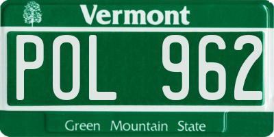 VT license plate POL962