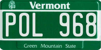 VT license plate POL968