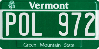 VT license plate POL972