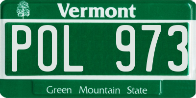 VT license plate POL973
