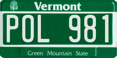 VT license plate POL981