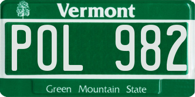 VT license plate POL982
