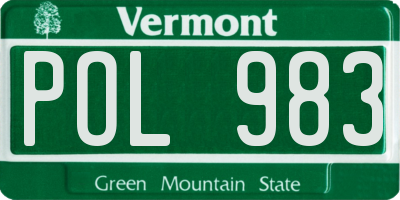 VT license plate POL983