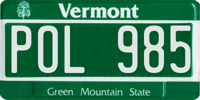 VT license plate POL985