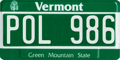 VT license plate POL986