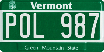 VT license plate POL987