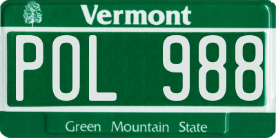 VT license plate POL988