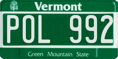 VT license plate POL992