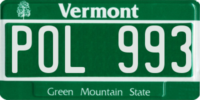 VT license plate POL993