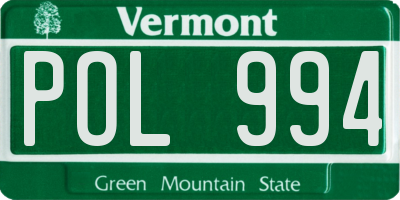 VT license plate POL994