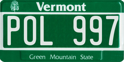 VT license plate POL997