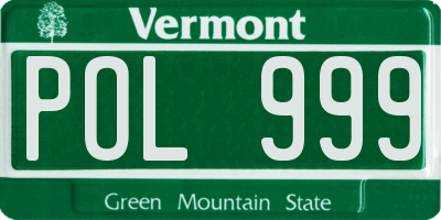 VT license plate POL999