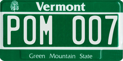 VT license plate POM007