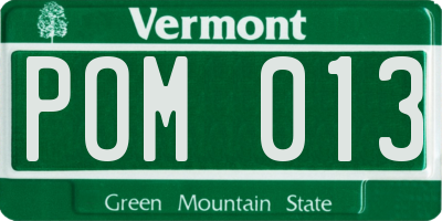 VT license plate POM013