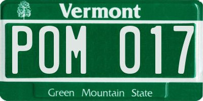 VT license plate POM017