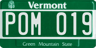 VT license plate POM019