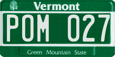 VT license plate POM027