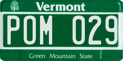 VT license plate POM029